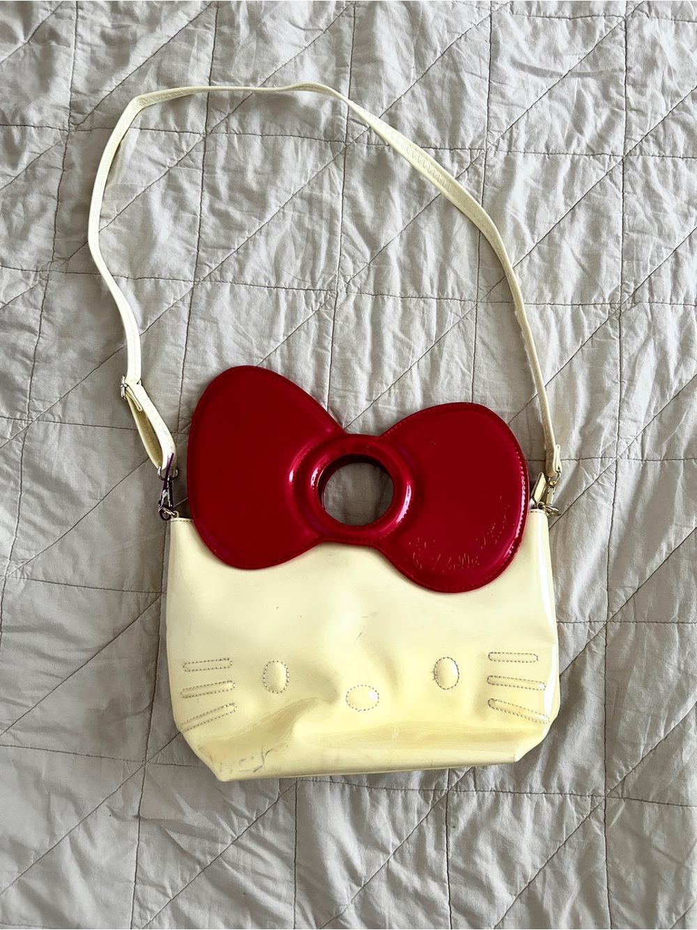 Hello Kitty Cream Crossbody Bag with Red Bow